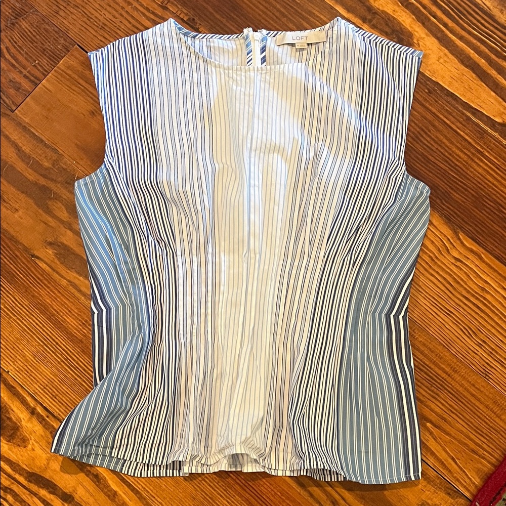 LOFT Striped Sleeveless Blouse in Blue and White